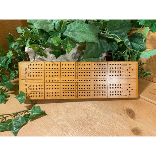 Vintage Wooden Cribbage Board | Ee-Zee Score | Classic Board Game | Wood Cribbage Board with Peg Storage | Academia Decor | Travel Game