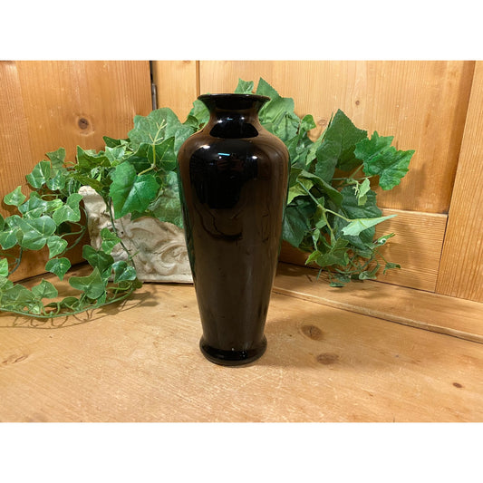 Vintage Black Glass Flower Vase |  Academia Table Decor | Midcentury Modern Table Decor Black Glass Vase for Flowers | Spring Table Decor
