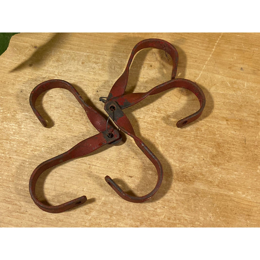 Vintage Red Metal Hooks - Set of 5 |  Rustic Farmhouse Wall Decor | Industrial Decor | Rustic Hooks for DIY Coat Rack | Chippy Red Hardware
