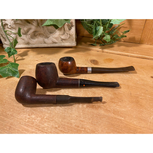 Vintage Wooden Tobacco Pipes - Set of 3 | Briarwood Smoking Pipes | Academia Room Decor | Study, Library or Man Cave Decor | Tobacciana