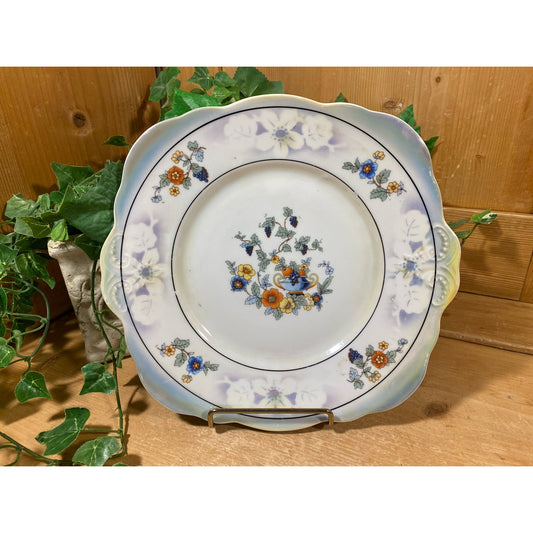 Vintage Blue Flora China Plate | Bavaria | English Country Wall Decor | Made In Germany | Cottagecore Kitchen Decor | White and Blue Floral