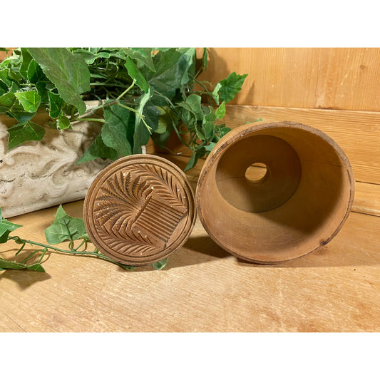 Vintage Wooden Butter Mold with Shock of Wheat | Butter or Sugar Mold with Wheat | Wood Butter Press | Rustic Kitchen Decor | Primitives