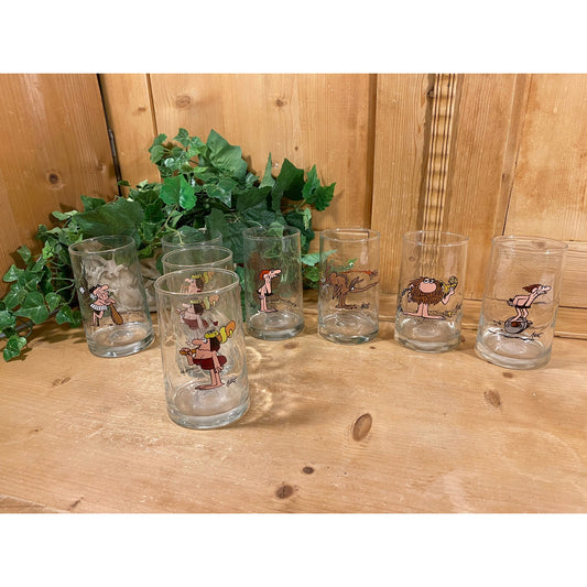 Vintage Arby's BC Ice Age Collector Series Glasses - Set of 8 | 1981 | BC Comics Tumbler Glasses | Caveman | Retro Arby's Restaurant Glasses