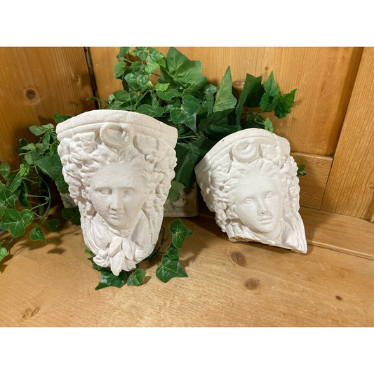 Vintage Plaster Greek Goddess Shelves - Set of 2 | Neoclassical Wall Decor | Sculptural Relief Art | Academia Wall Decor | Greek/Roman Decor