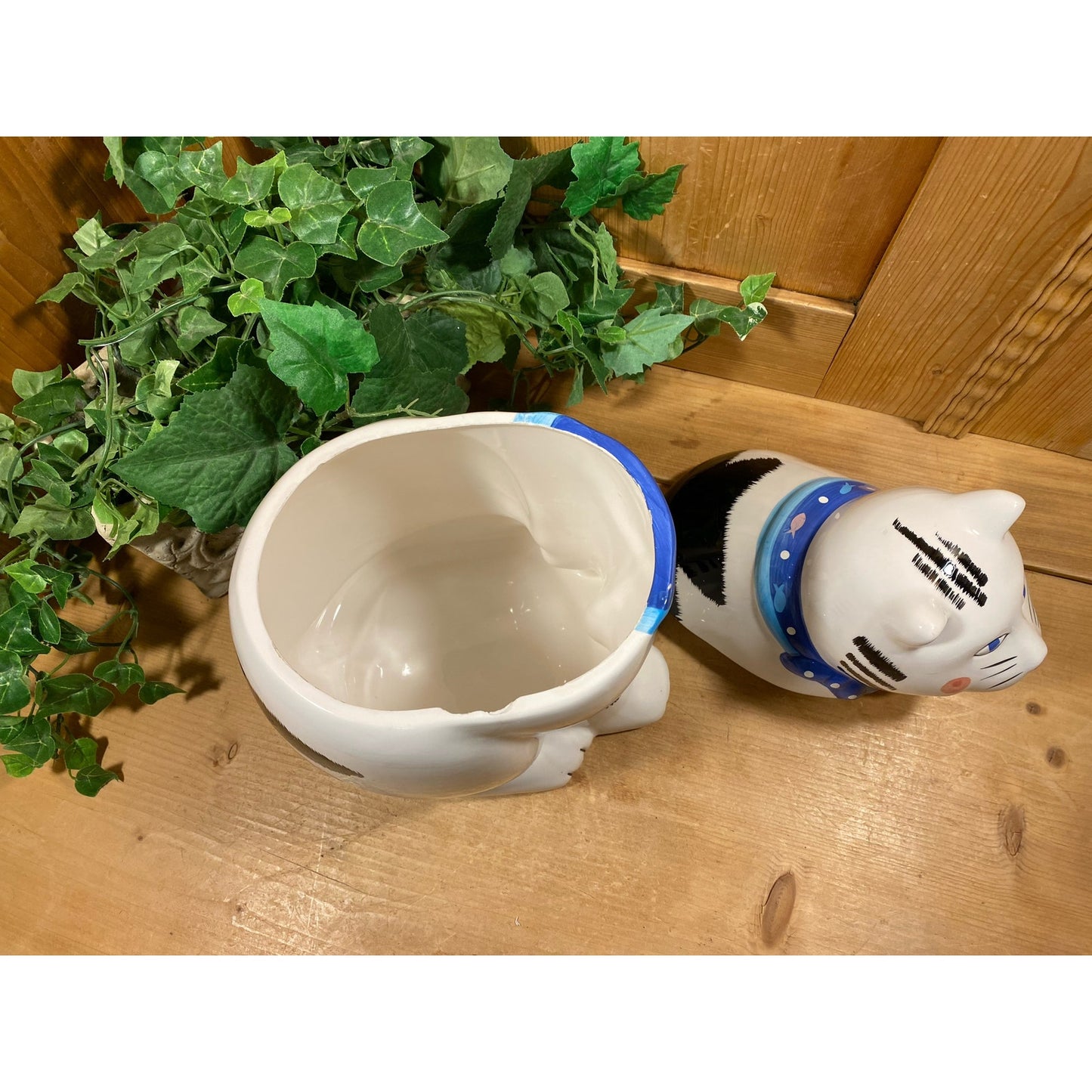 Vintage Ceramic Whimsical Cat Cookie Jar | Coco Dowley | Retro Cat Treat Jar | Farmhouse Kitchen Decor | Ceramic White Cat Treat Canister