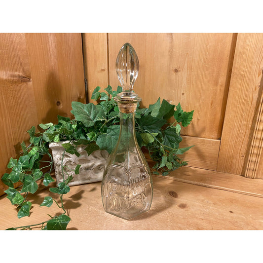 Vintage Clear Glass Wine Decanter with Stopper | Kentucky Tavern Decanter | Academia Table Decor | Home Bar | Barware | Midcentury Decor