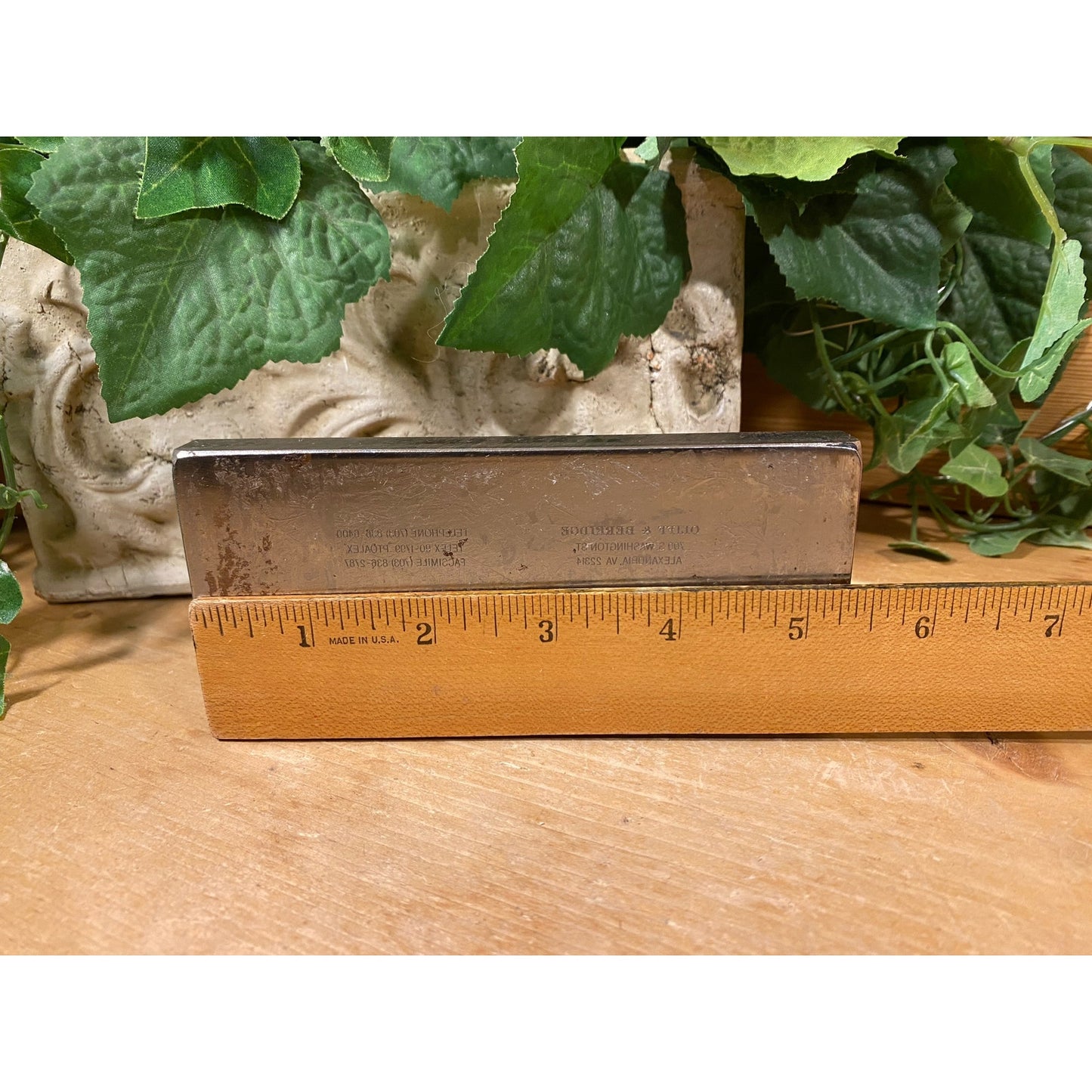 Vintage Oliff and Berridge Metal Letterpress Print Block | Vintage Metal Printing Block | Print Block